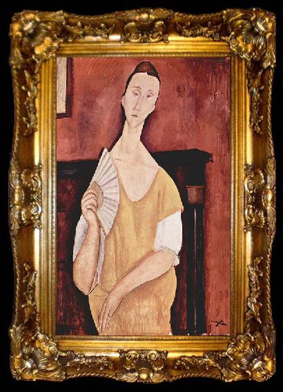 framed  Amedeo Modigliani Woman with a Fan, ta009-2